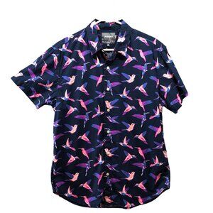 Bonobos Standard Fit Shirt Mens M Short Sleeve Bird Print Blue Pink Resort